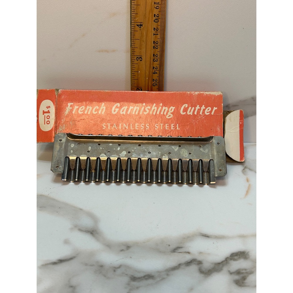 Vintage French Garnish Cutter Stainless Steel Vegetable Slicer with Box 1950s